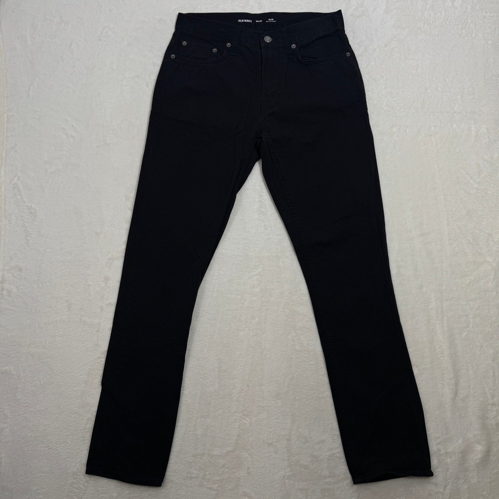 Old Navy Jeans Mens 30 Black Slim Built-In Tough 100% Cotton Denim Pants